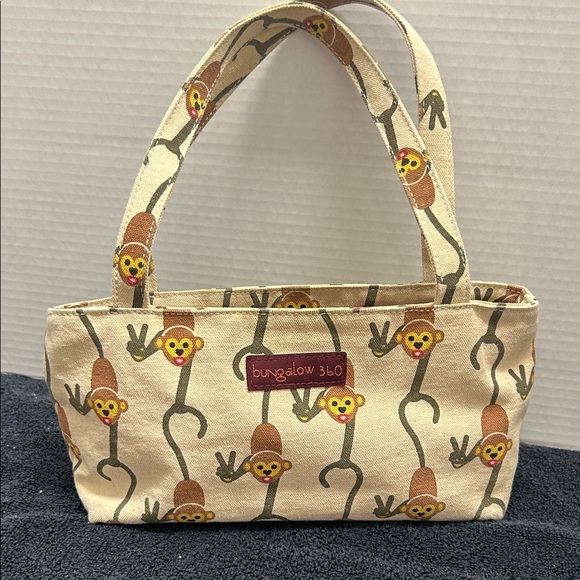 bungalow 360 Handbags - Bungalow 360 Beige Tote with Monkey Design